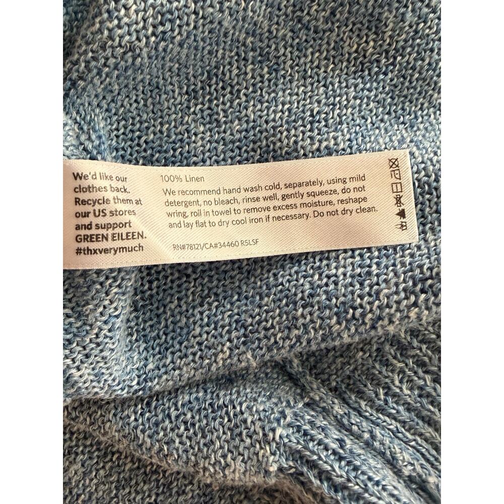 Eileen Fisher 100% Linen Long Sleeve Crewneck Sweater Size Small Heathered Blue - Picture 5 of 5